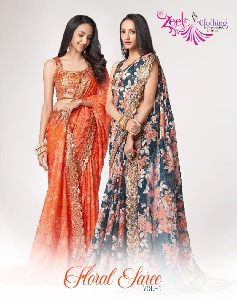 Zeel Floral Saree Vol 1 Latest Embroidery Worked Designer Saree Collection