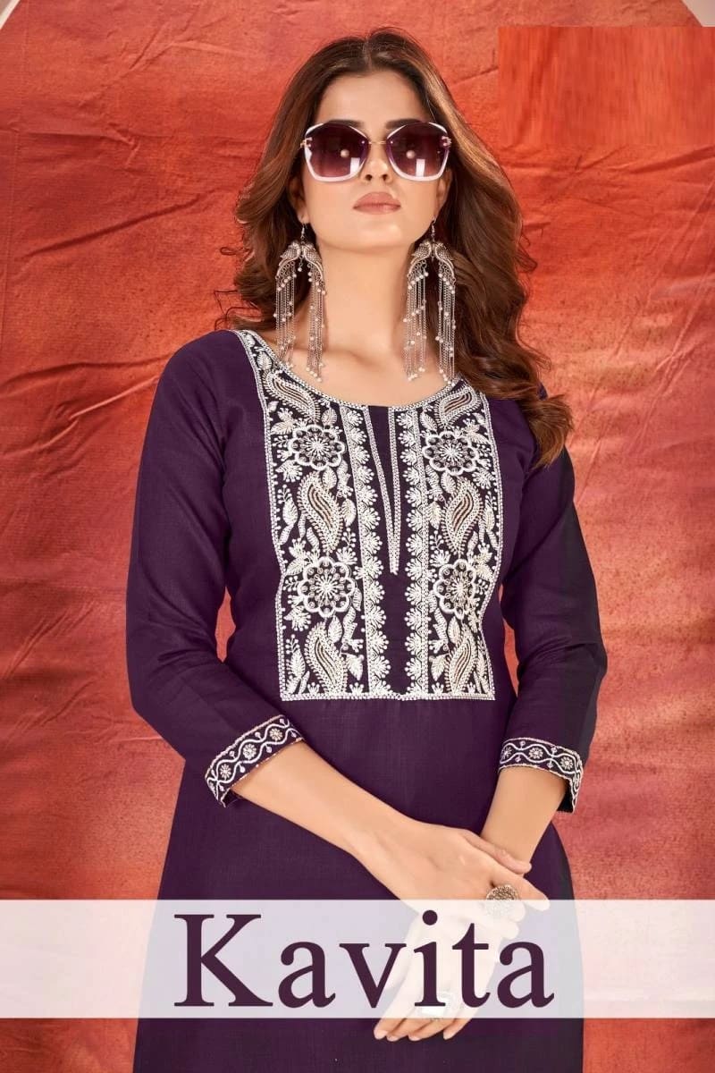 Kavita Magic Embroidery Cotton Kurtis