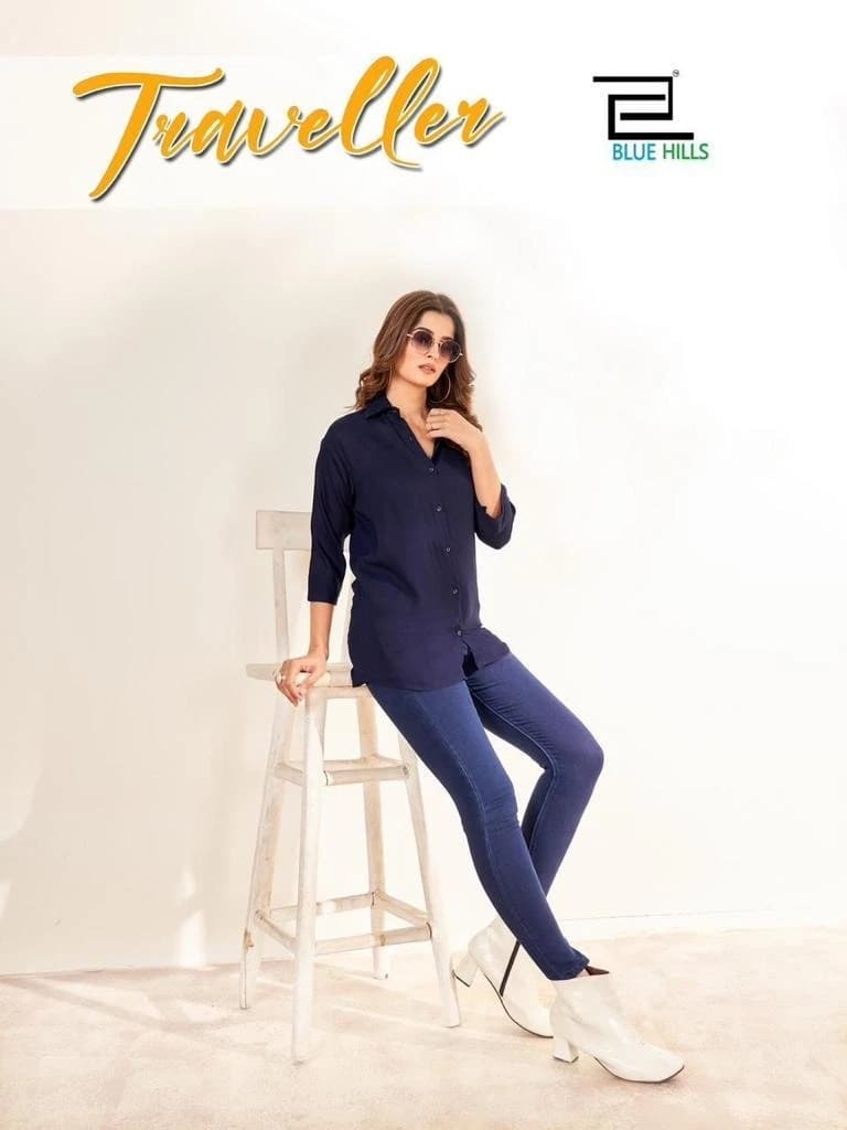 Blue Hills Traveller Rinkle Rayon Stylish Shirts Ladies