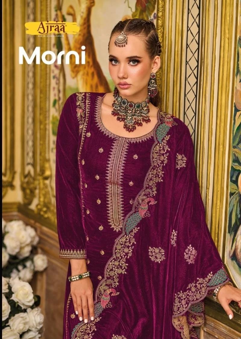Ajraa Morni Velvet Pashmina Designer Salwar Kameez Collection