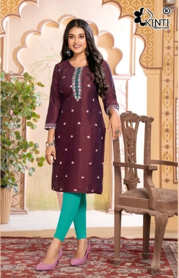 Kinti Simona Vol 2 Embroidery Straight Fancy Kurti Collection