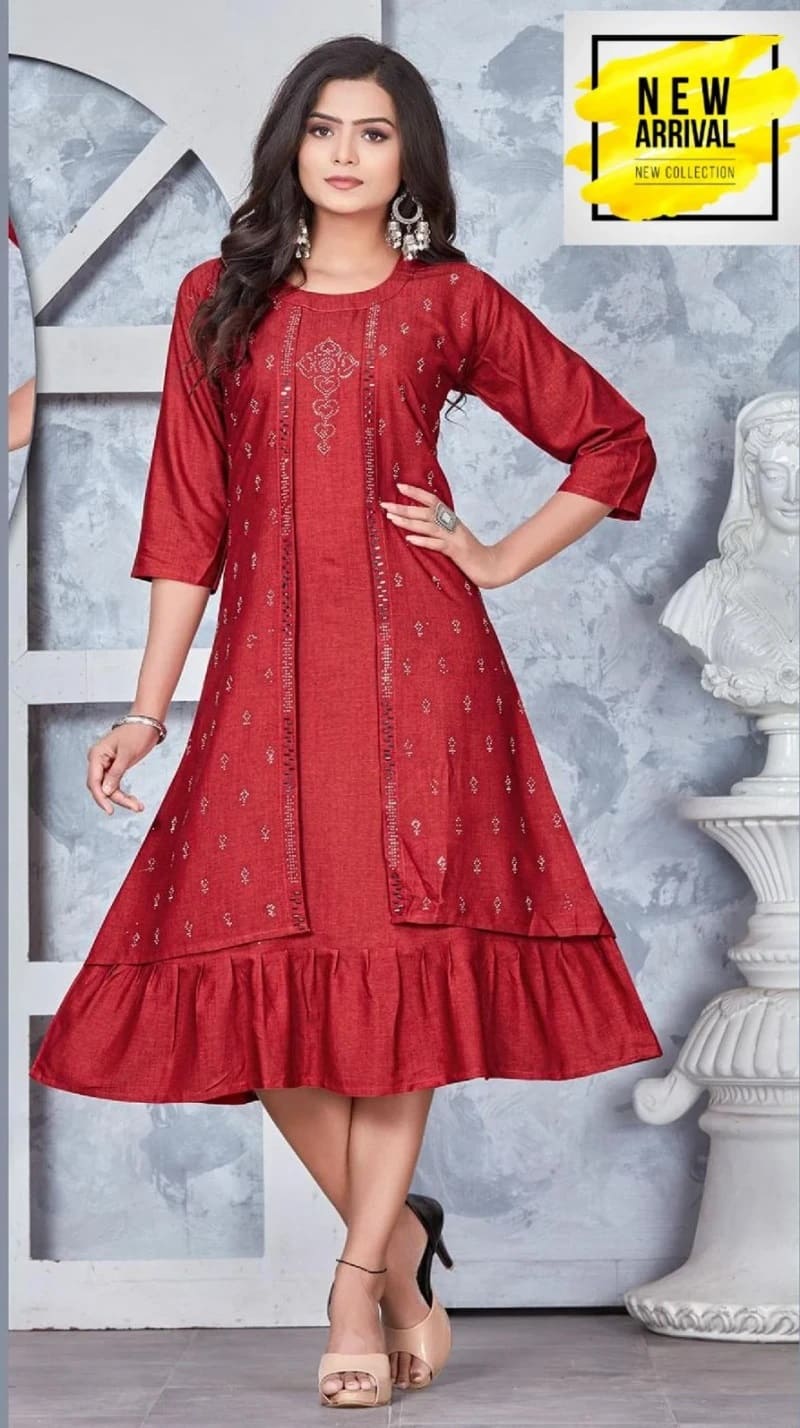 Ft Jeshika 2 Rayon Diamond Work Long Kurtis Collection