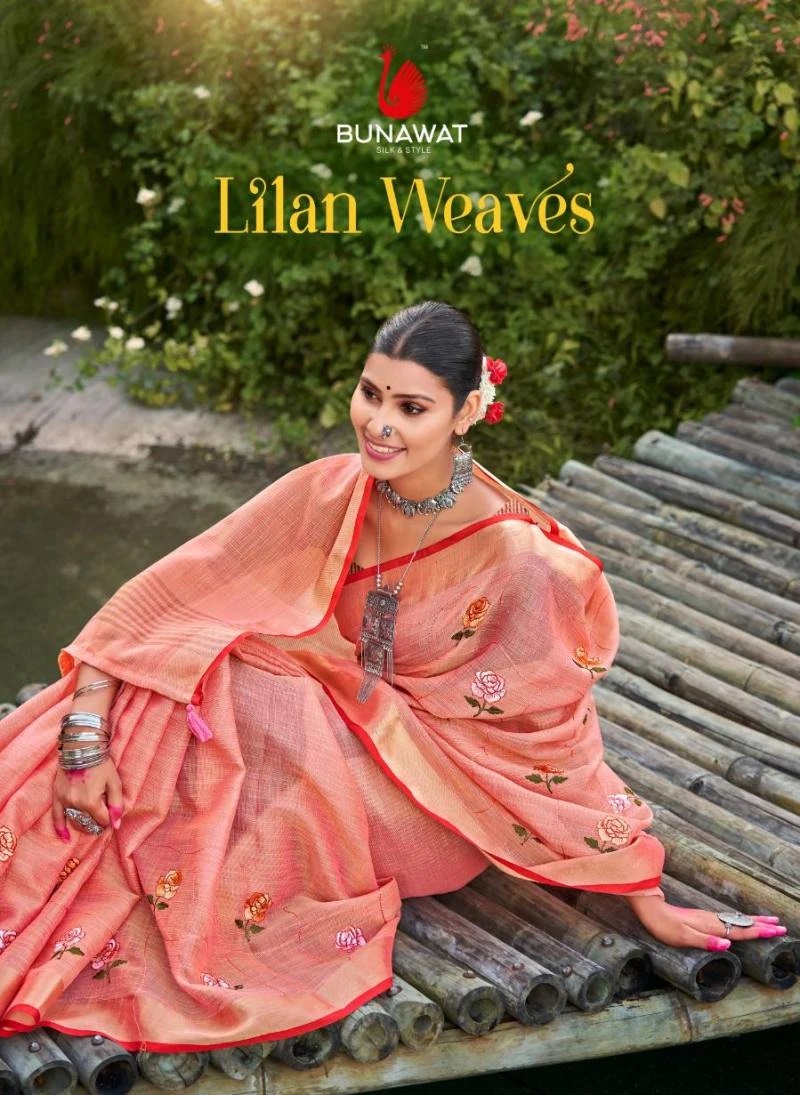 Bunawat Linen Weaves Fancy Embroidery Saree Collection