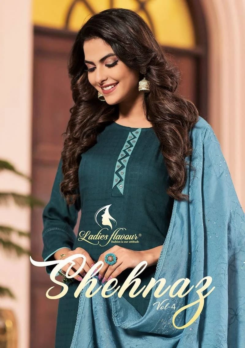 Ladies Flavour Shehnaz Vol 4 Designer Kurti Palazzo With Dupatta