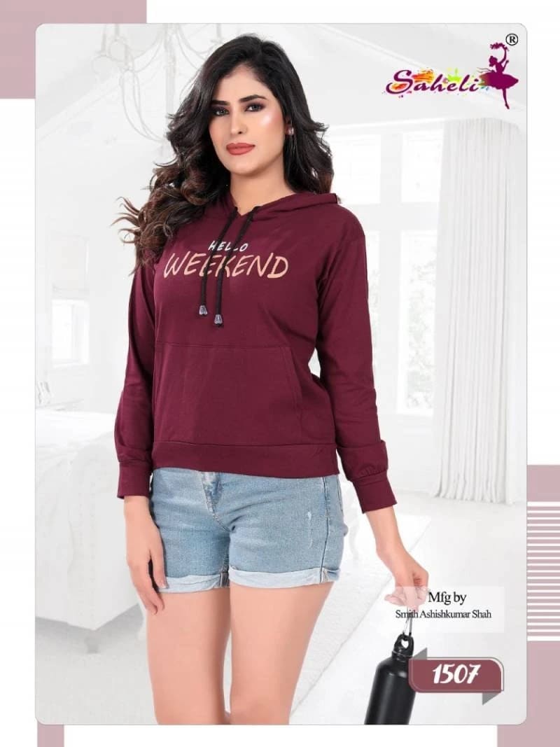 Saheli Vol 1507 Cotton Stylish Ladies Hoodie Collection