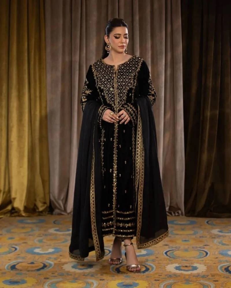 1151 Heavy Velevt Designer Black Embroidery Salwar Suit Collection