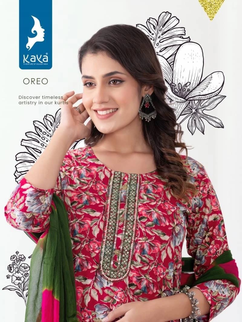 Kaya Oreo Latest Printed Fancy Kurti With Pant Dupatta