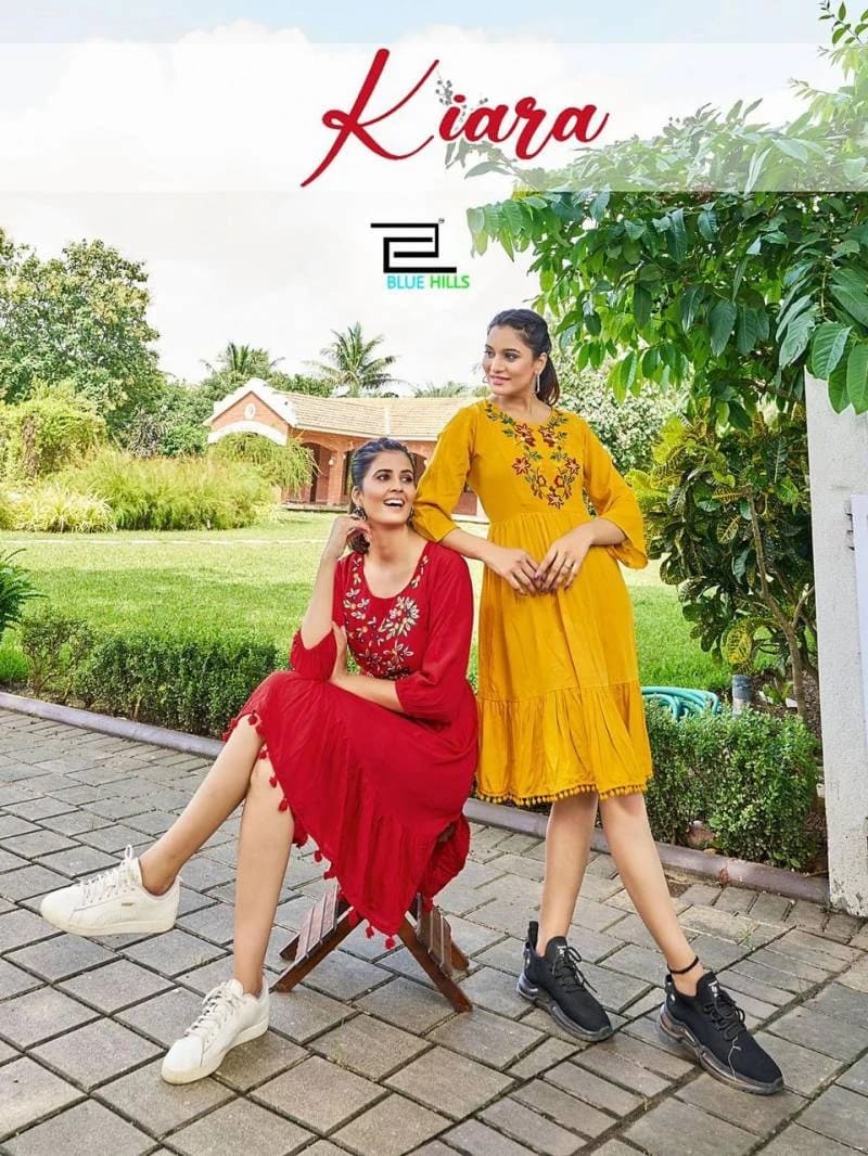 Blue Hills Kiara Wrinkle Rayon Stylish Kurti Collection
