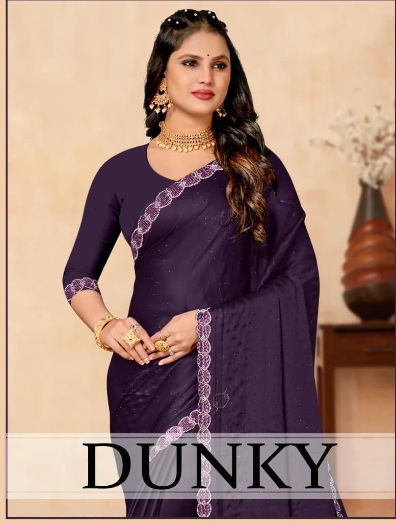 Ronisha Dunky Siroski Diamond Work Designer Saree Collection