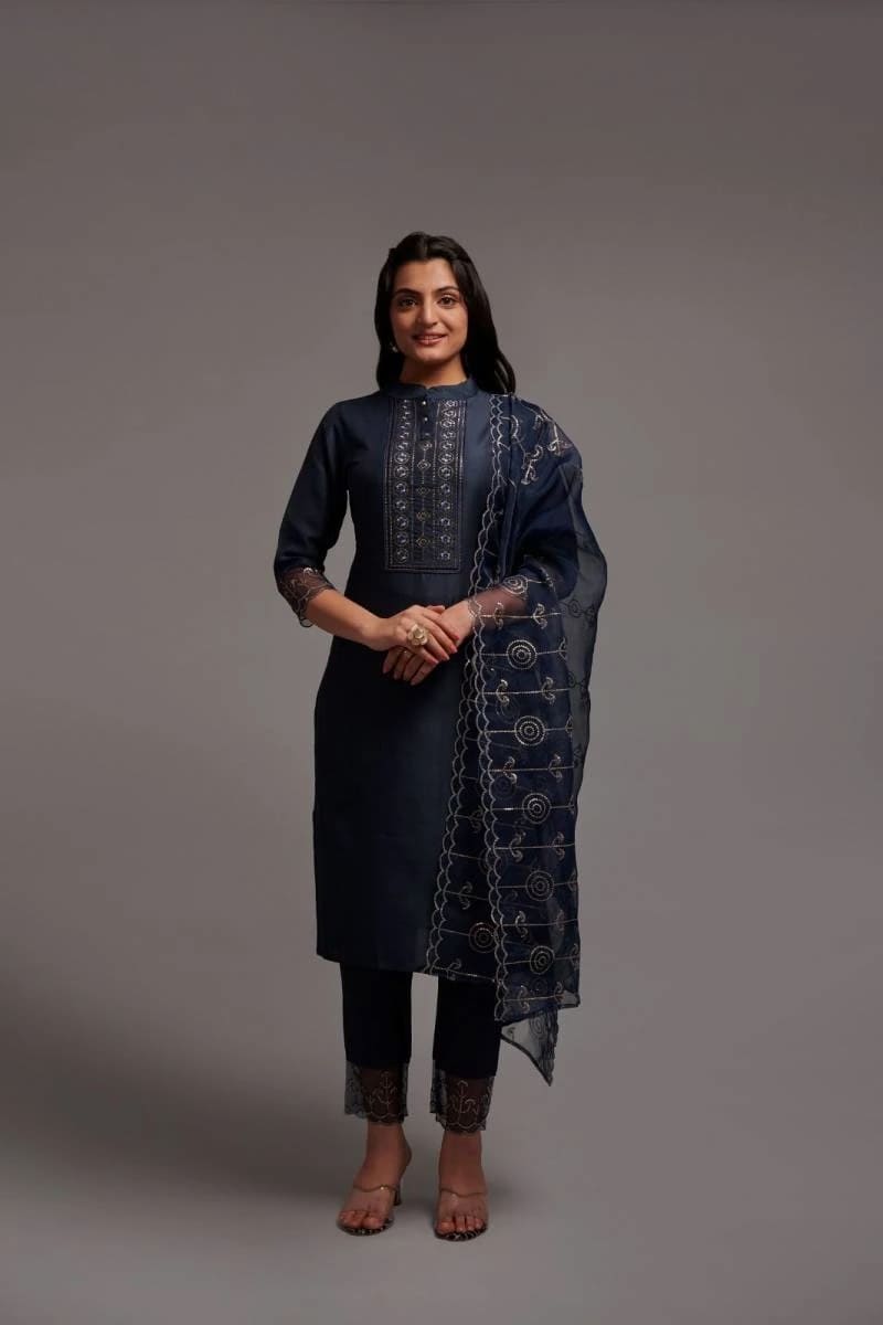 346 Grey Fancy Kurti With Bottom Dupatta Set Best Price