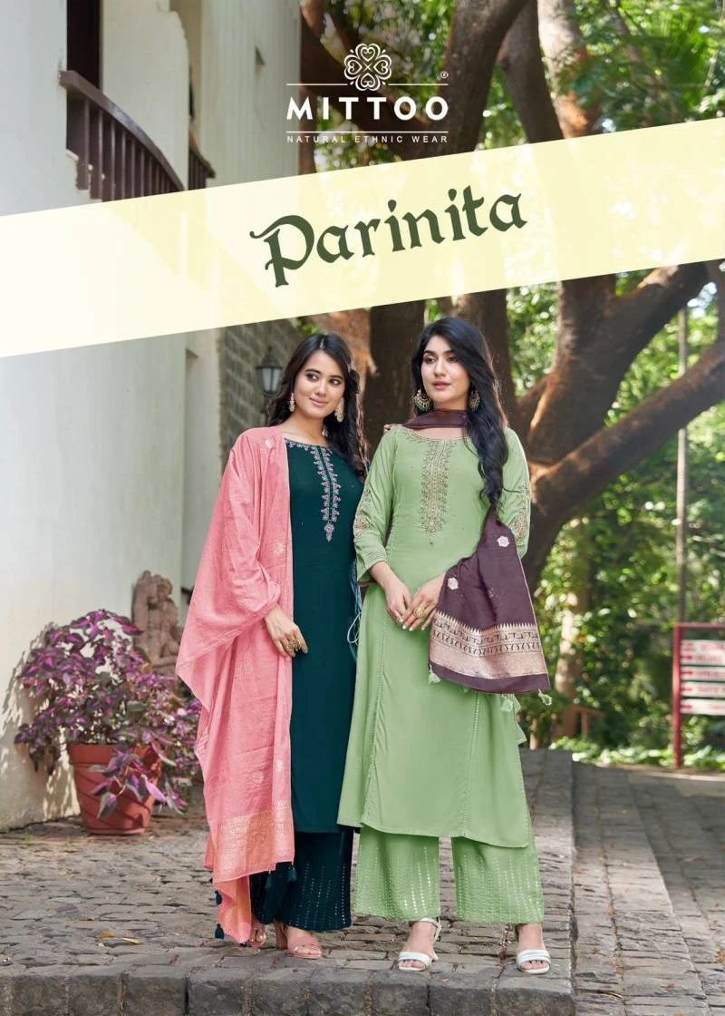 Mittoo Parinita Rayon Designer Kurti Pant With Dupatta Collection