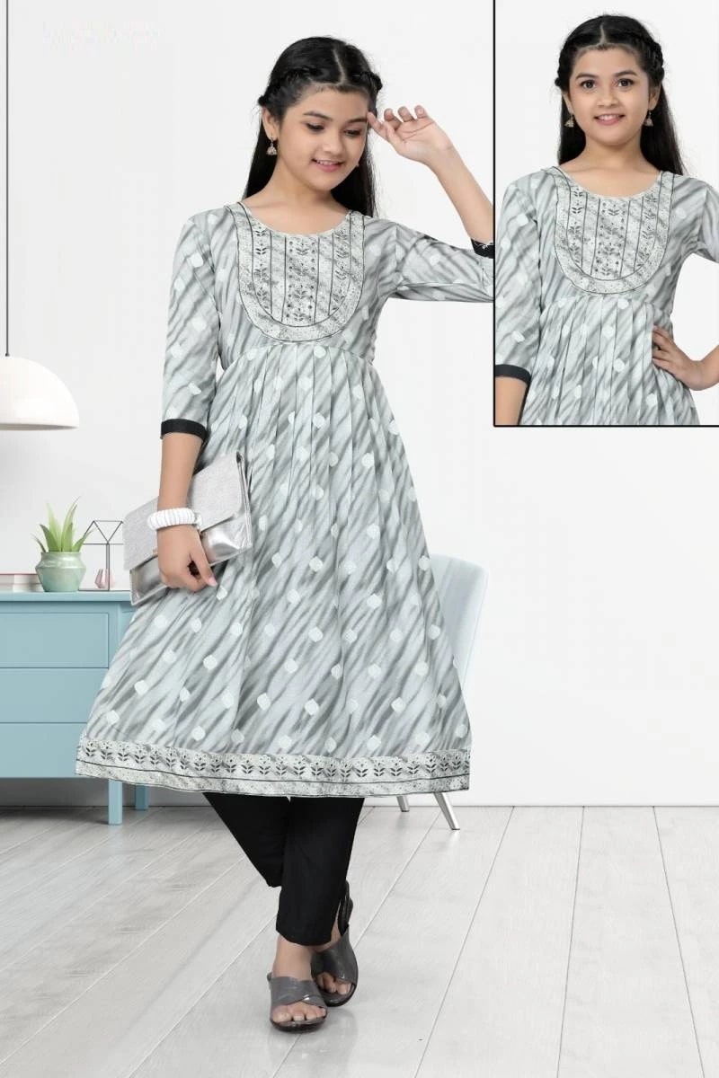 Priya 2 Rayon Printed Kurti With Bottom Kids Wear Collection