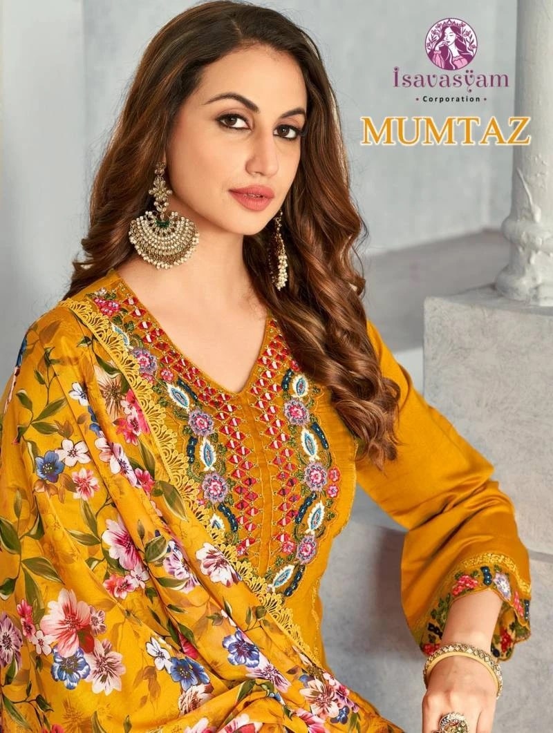 Isavasyam Mumtaz Roman Silk Fancy Kurti With Bottom Dupatta