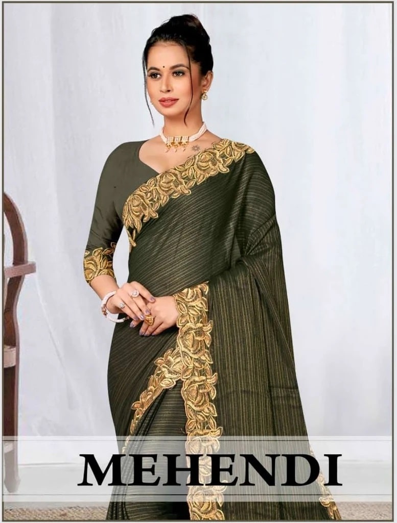 Ronisha Mehendi Embroidery Work Sarees Collection