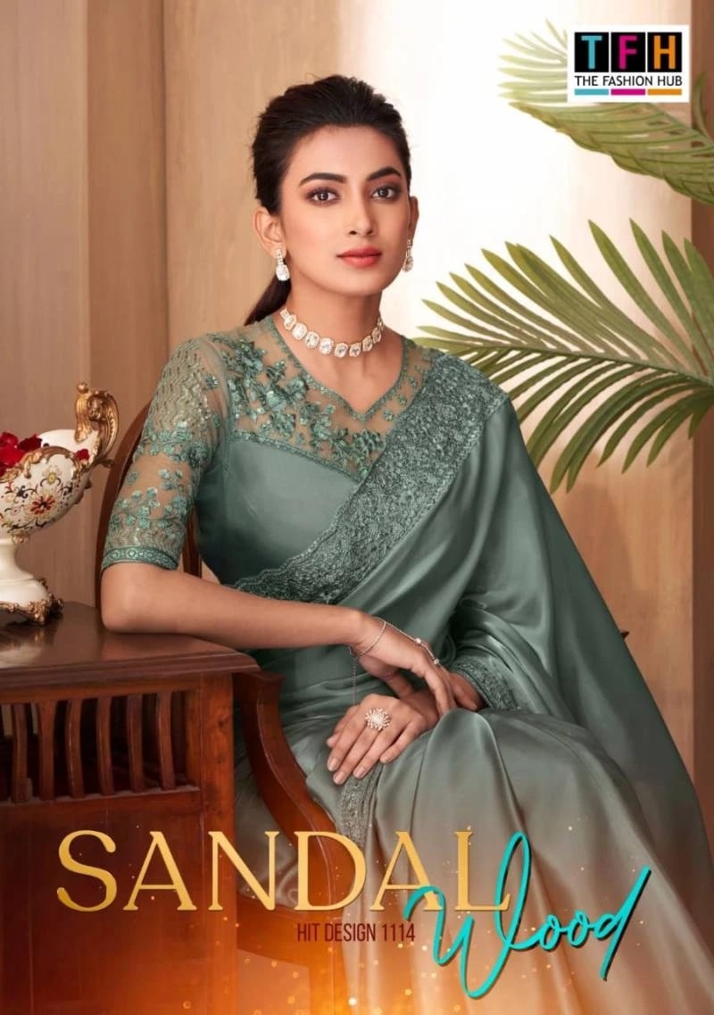 Tfh SandalWood Hitz 1114 Soft Silk Designer Saree Collection