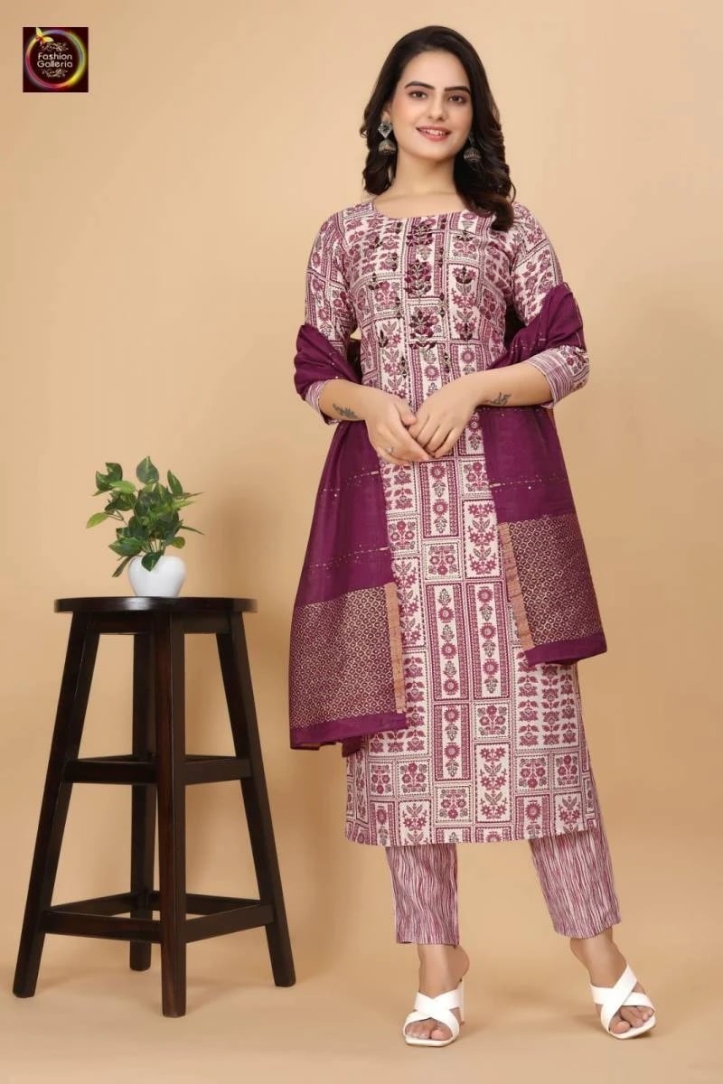 Fg Pari Vol 1 Modal Printed Hand Work Cotton Kurti Pant With Dupatta