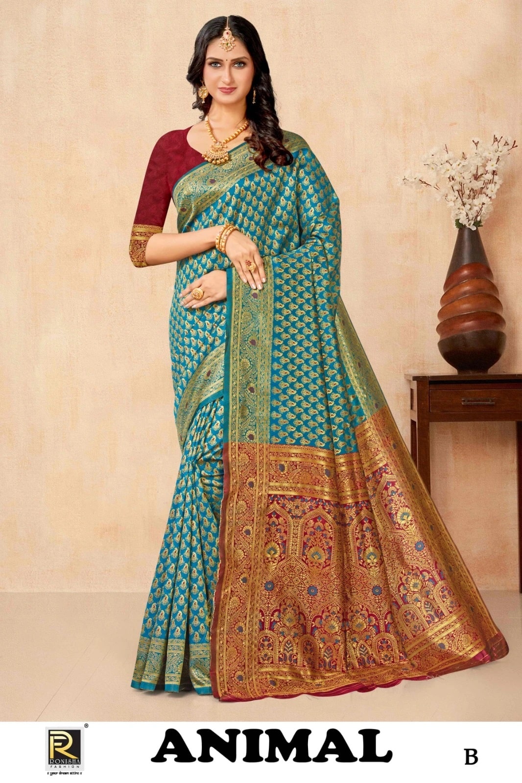 Ronisha Animal Banarasi Silk Saree Collection