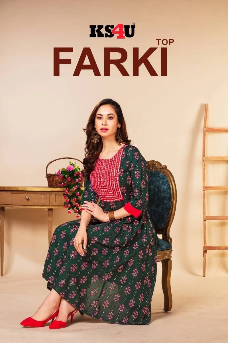 Ks4u Farki Liva Rayon Anarkali Long Kurti Collection