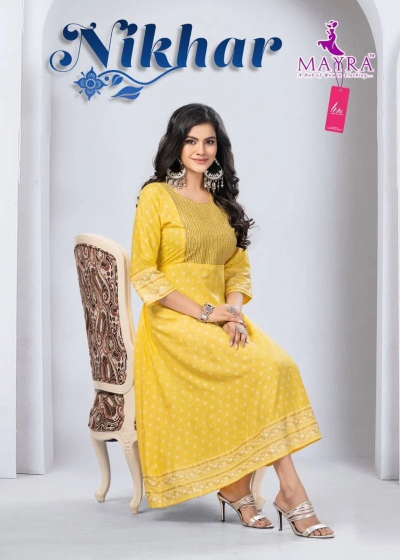Mayra Nikhar Rayon Embroidery Anarkali Kurti Collection