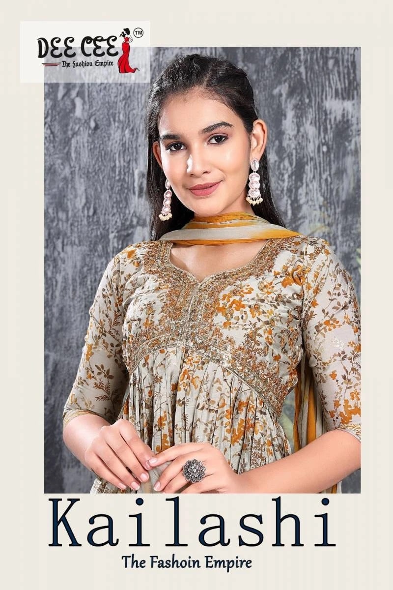 Deecee Kailashi 1 Alia Cut Flared Kurti Pant With Dupatta Collection