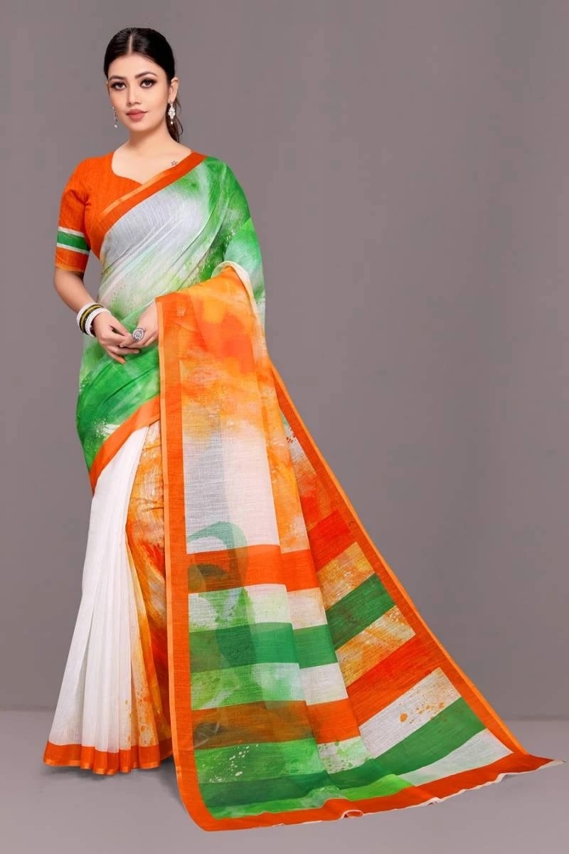 Sc Tiranga 2024 Republic Day Special Linen Sarees