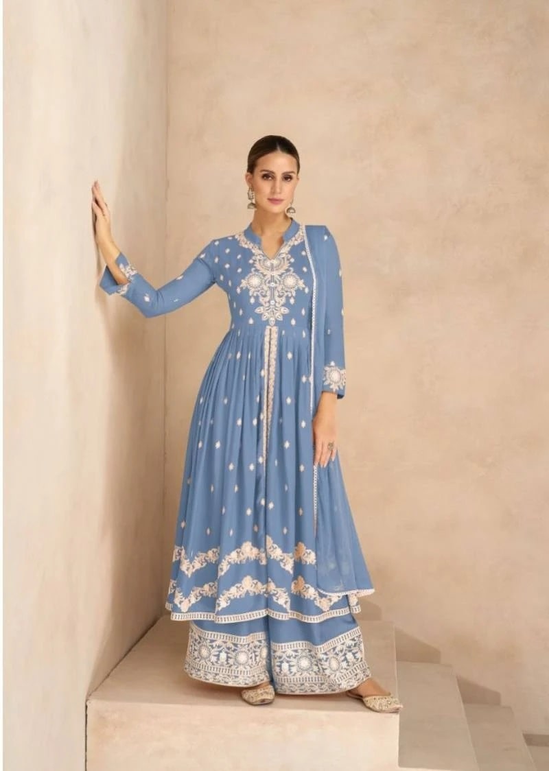 Vamika Lakhnavi Vol 6 Hevy Rayon Designer Kurta Palazzo Dupatta Set