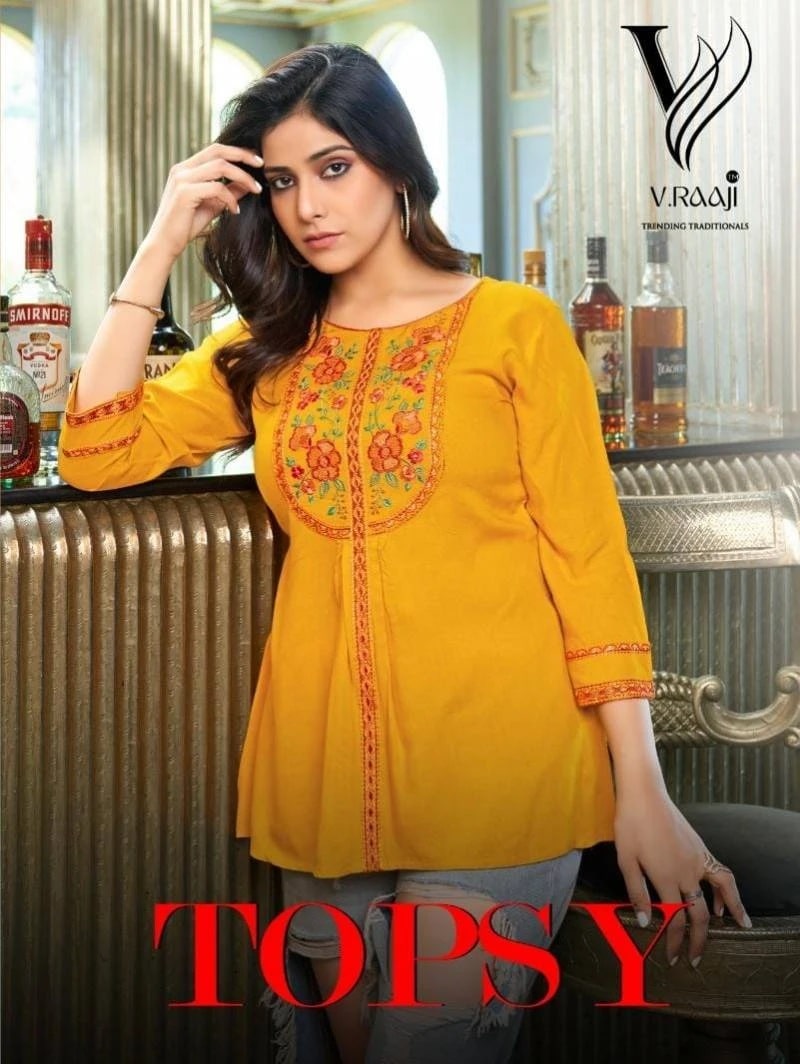 V Raaji Topsy Viscose Rayon Stylish Trendy Short Tops Collection