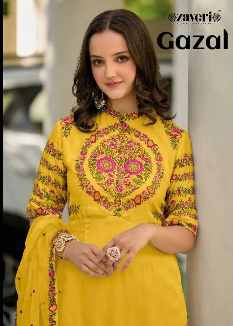 Zaveri Gazal Roman Silk Designer Readymade Salwar Suits Collection