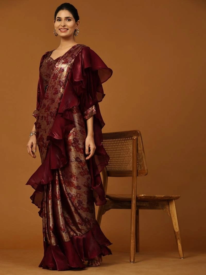 Amoha Trendz 101110 Floral Party Wear Ready To Wear Sarees