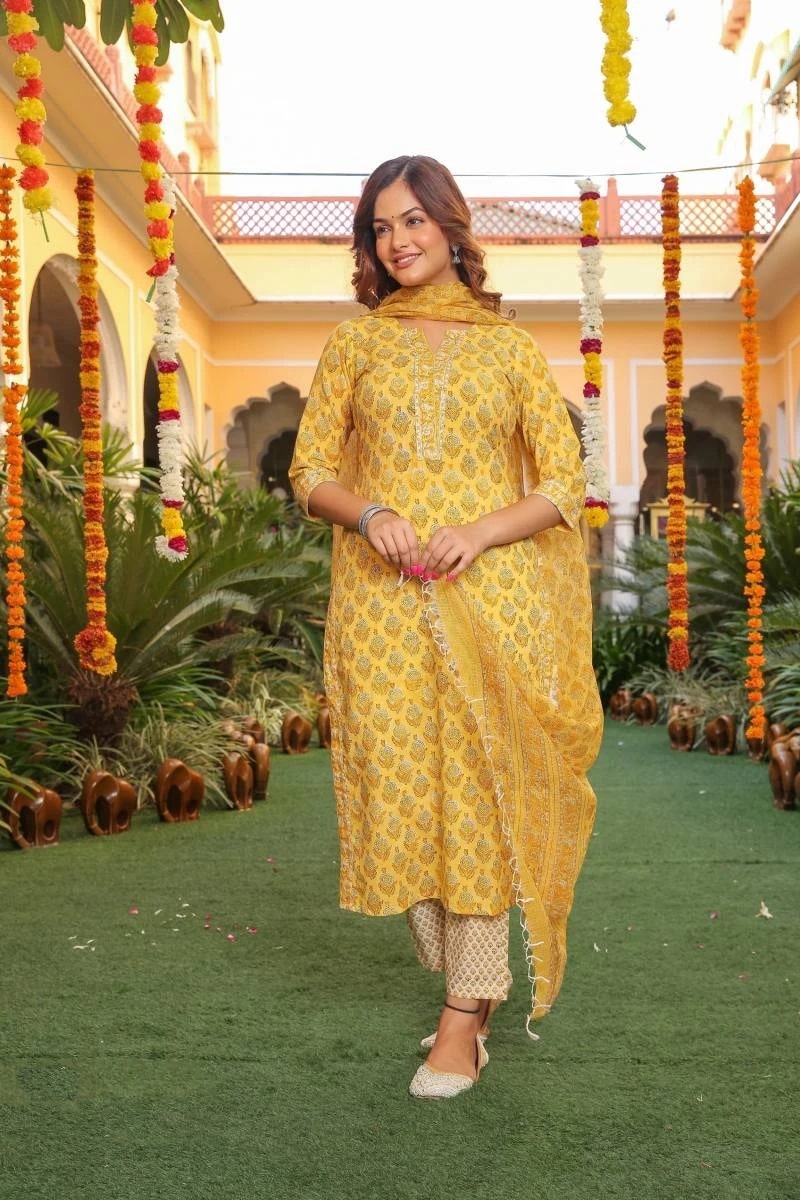 Dhruvi 98 Cotton Kurti Pant With Dupatta Collection