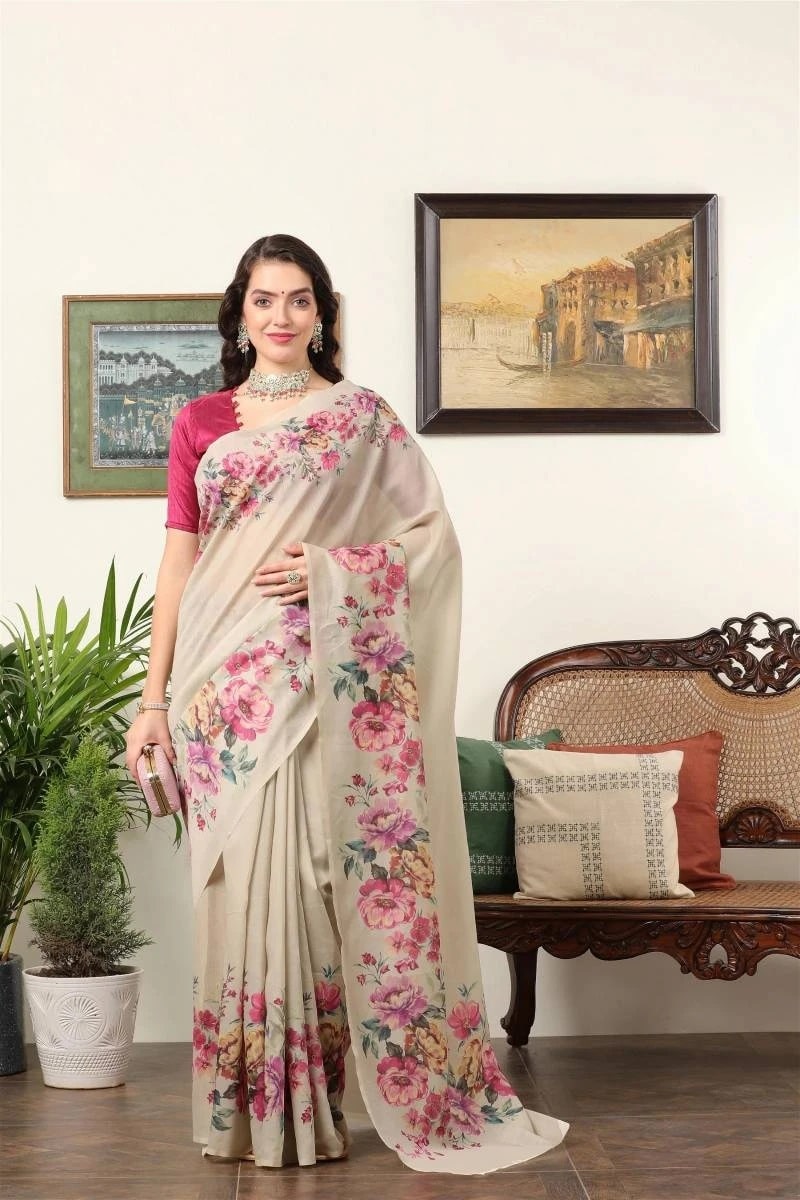 Apple Flower Pot Designer Printed Stylish Saree Collection