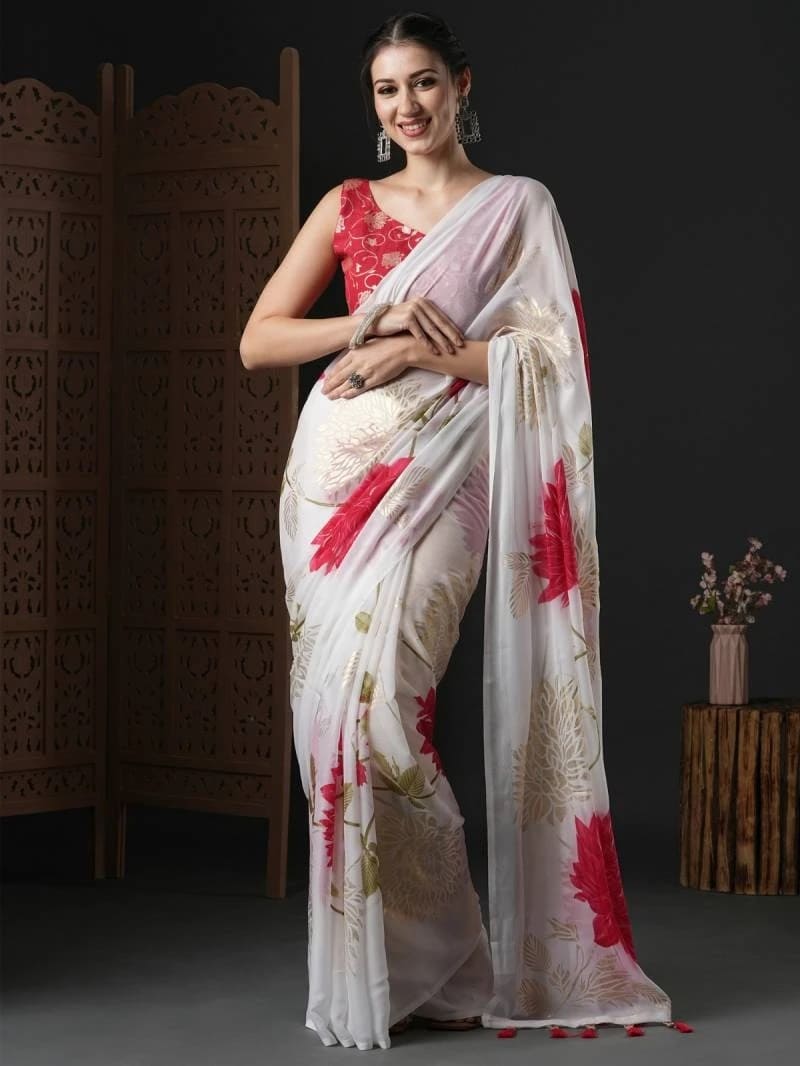 Deepika Printed Georgette Fancy Designer Saree Collection