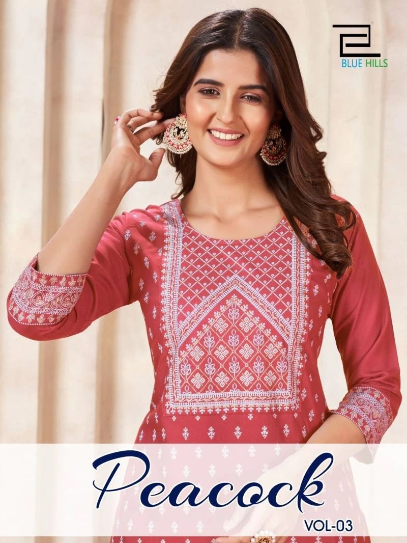 Blue Hills Peacock Vol 3 Rayon Printed Casual Wear Kurti