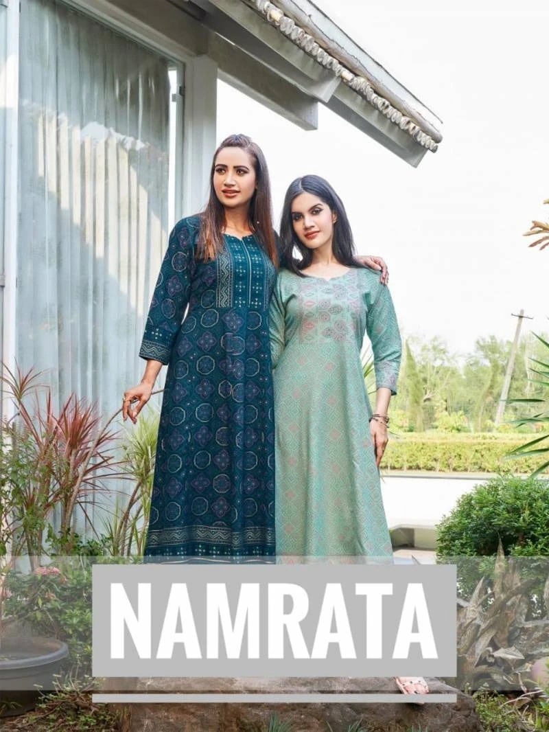 Rangjyot Namrata Rayon Printed Readymade Long Kurti Collection