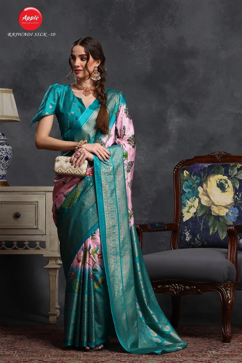 Apple Rajwadi Silk 10 Designer Printed Saree Collection