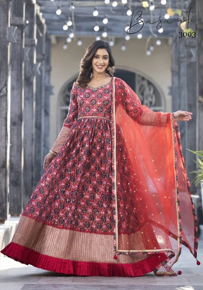 Basanti Vol 03 New Designer Gown With Dupatta Collection