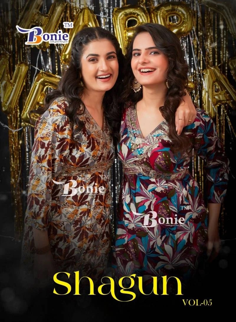 Bonie Shagun Vol 5 Designer Printed Alia Cut Kurti Collection