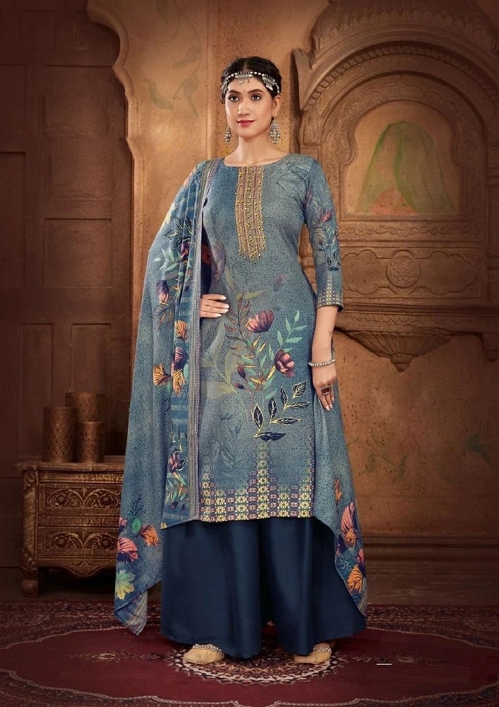Sat Gulmarg Pashmina Vol 16 Pashmina Swaroski Work Dress Material