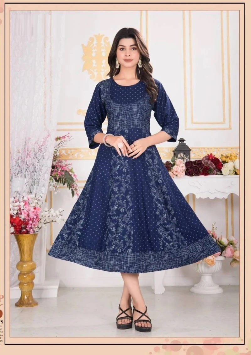 Trendy Rangat Printed Designer Long Kurti Shop Best Price