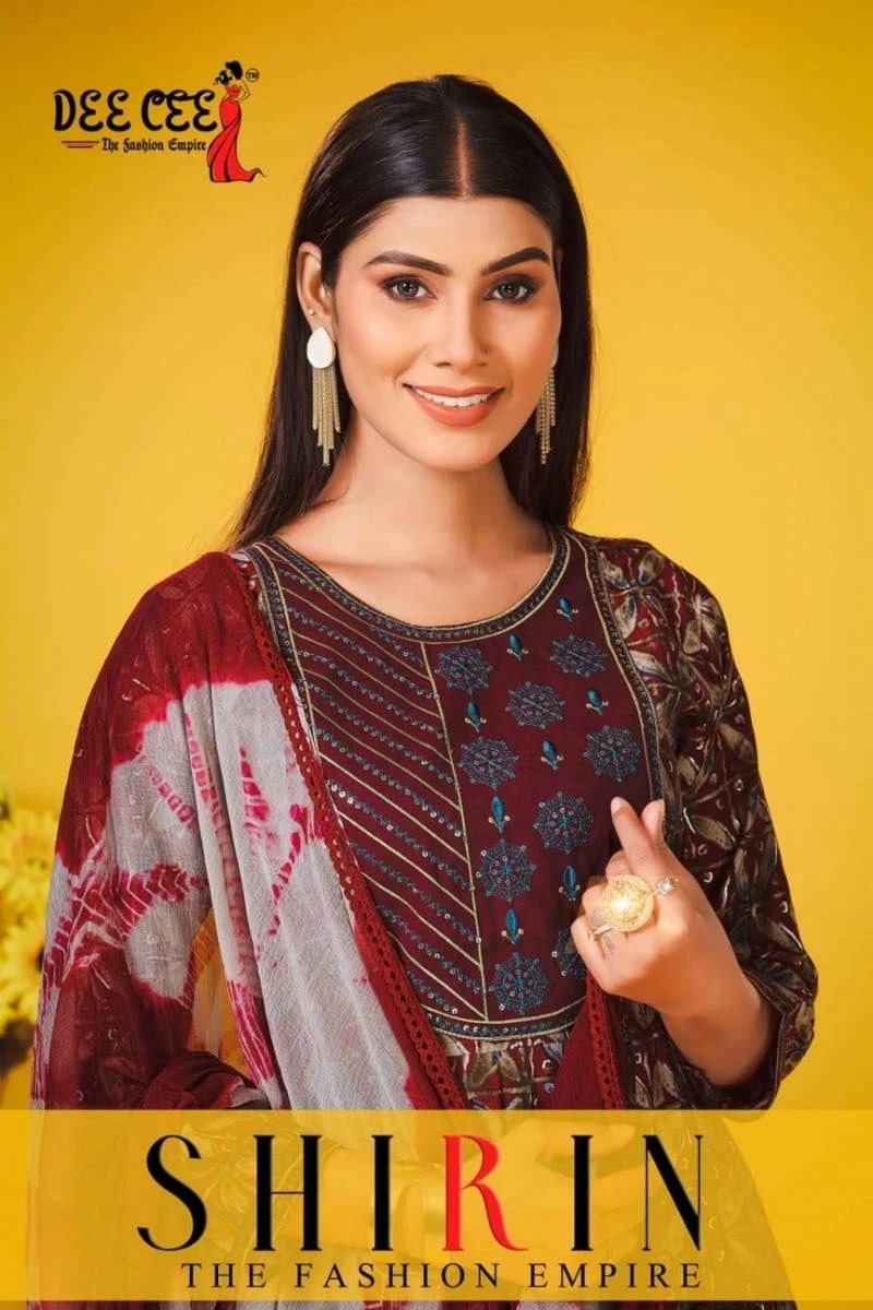 Deecee Shirin Printed Naira Cut Kurti Pant With Dupatta Collection