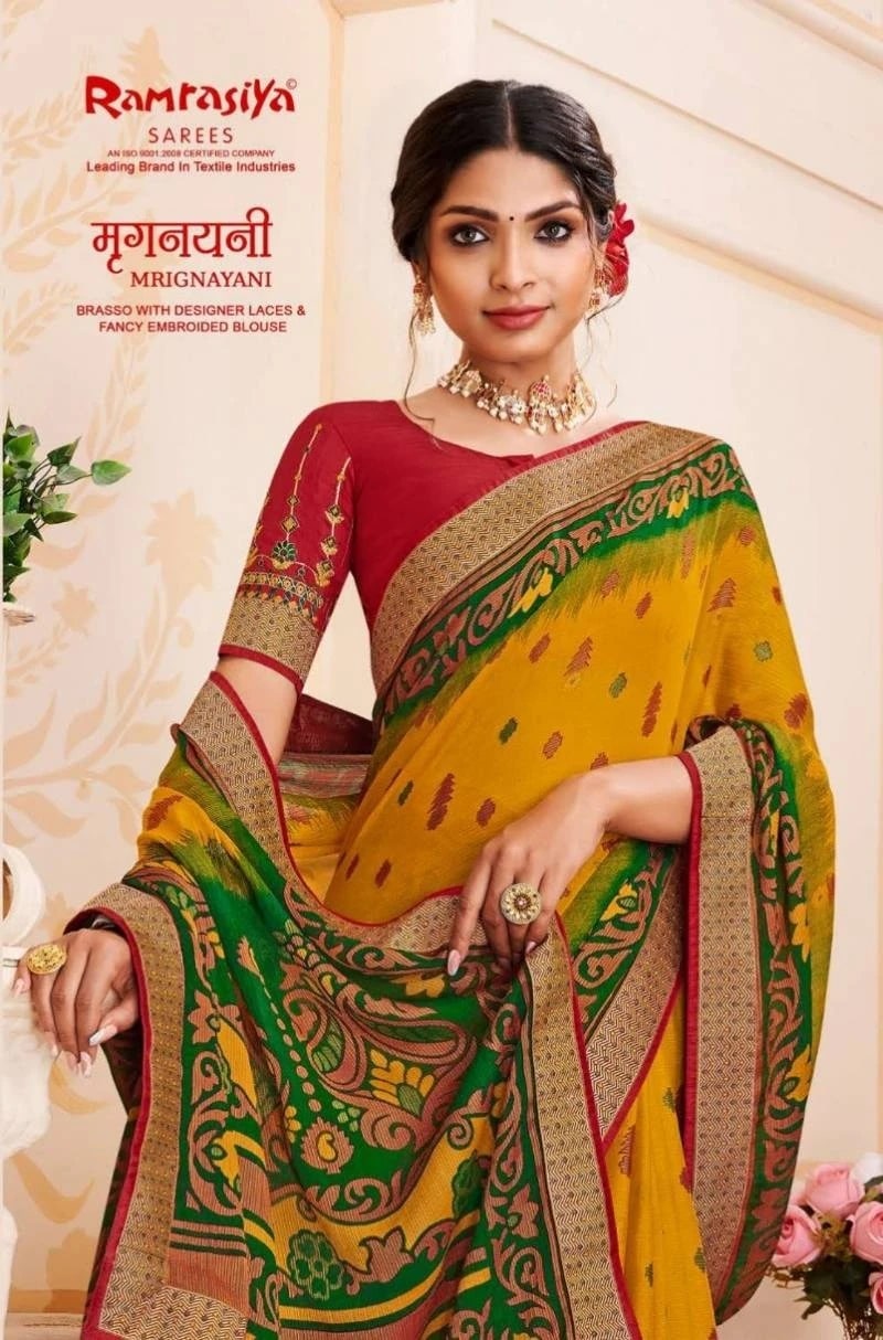 Ramrasiya Mrignayani Brasso Fancy Embroidery Saree Collection