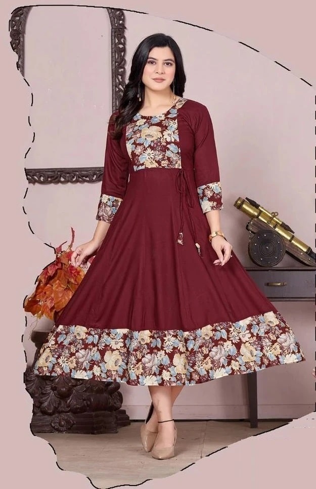 Jlf Get Glossy V1 Printed Flared Long Kurti Collection