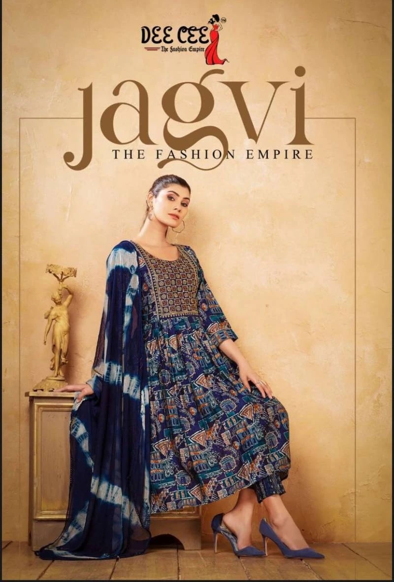 Deecee Jagvi Chanderi Naira Cut Kurti Pant With Dupatta Collection