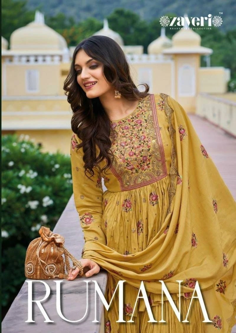 Zaveri Rumana Embroidered Kurti Bottom With Dupatta