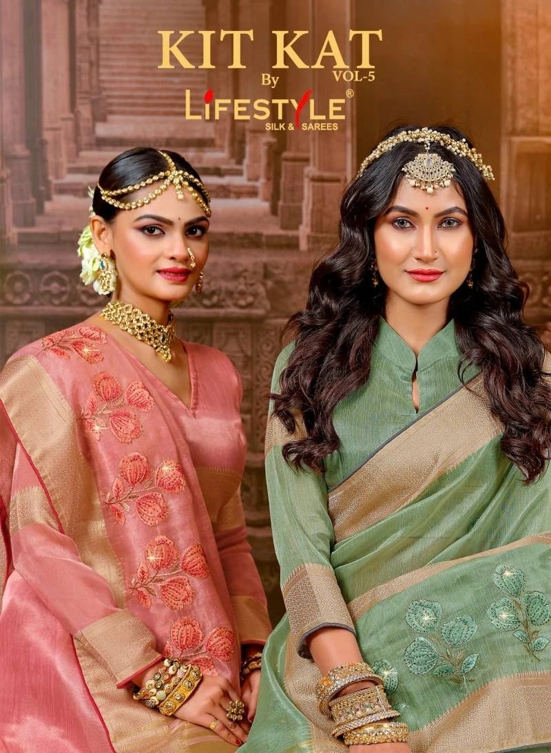 Lifestyle Kit Kat Vol 5 Fancy Jari With Siroski Work Saree Shop
