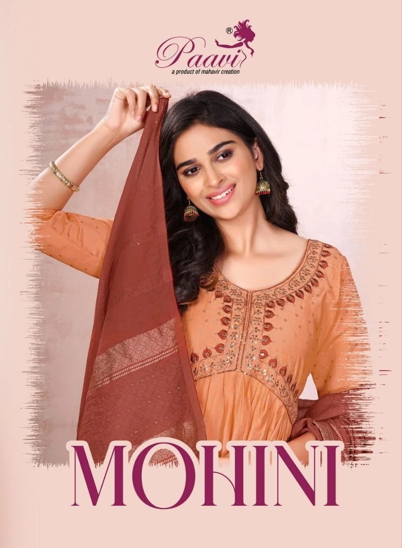 Paavi Mohini Modal Printed Embroidery Alia Cut kurti Bottom With Dupatta