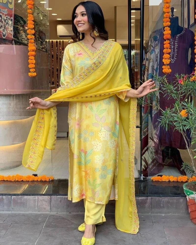 Veena 01 Viscose Maslin Designer Kurti Set With Dupatta Collection
