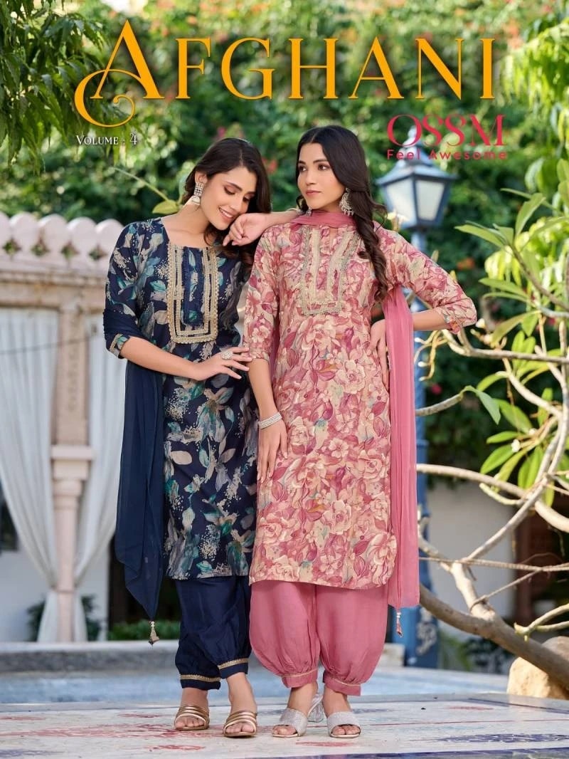 Ossm Afghani Vol 4 Modal Foil Printed Festive Kurti Pant With Dupatta Collection