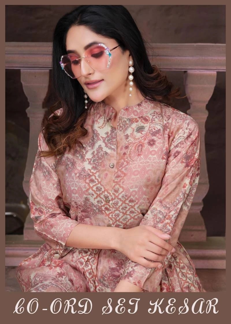 Moksh Co Ord Kesar Stylish Fancy Kurti With Bottom Collection