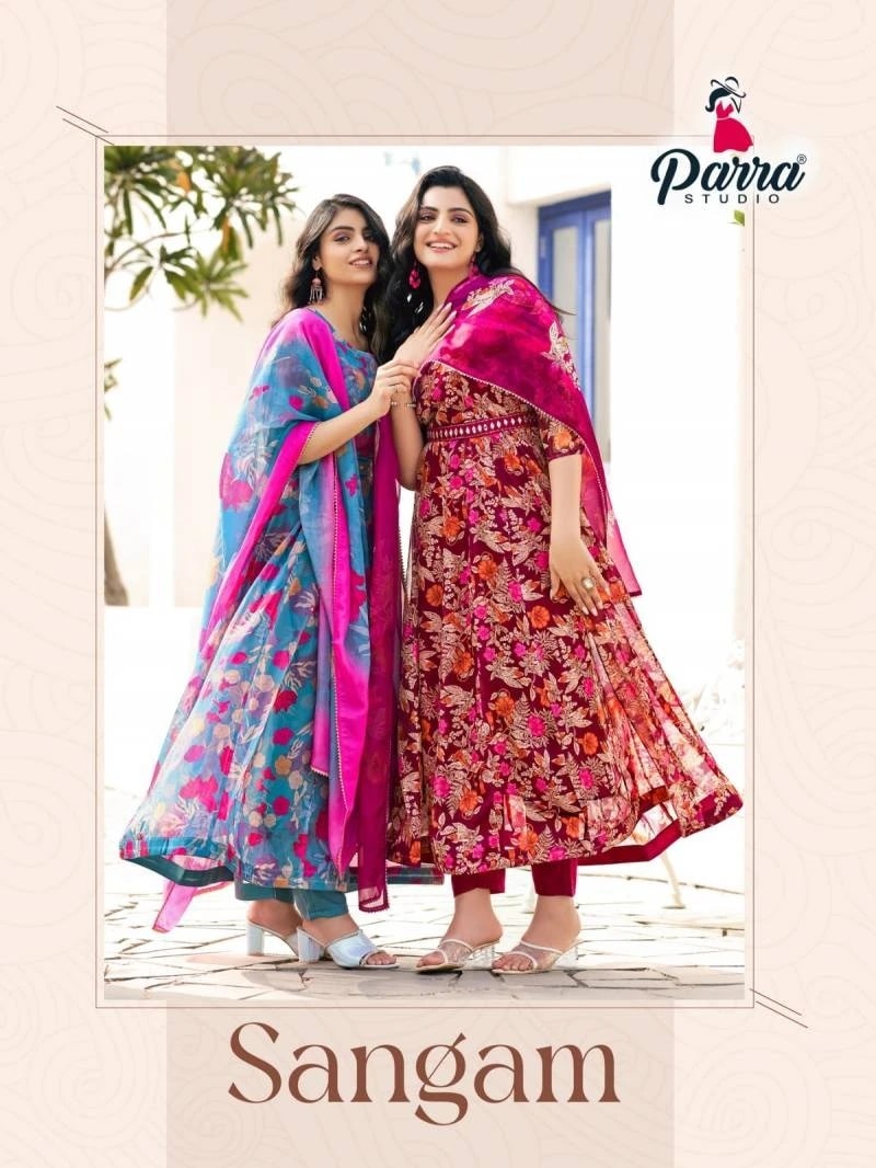 Parra Sangam Printed Designer Long Kurti Bottom With Dupatta Set